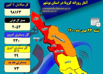 بستری شدگان کرونایی در بوشهر افزایش یافت